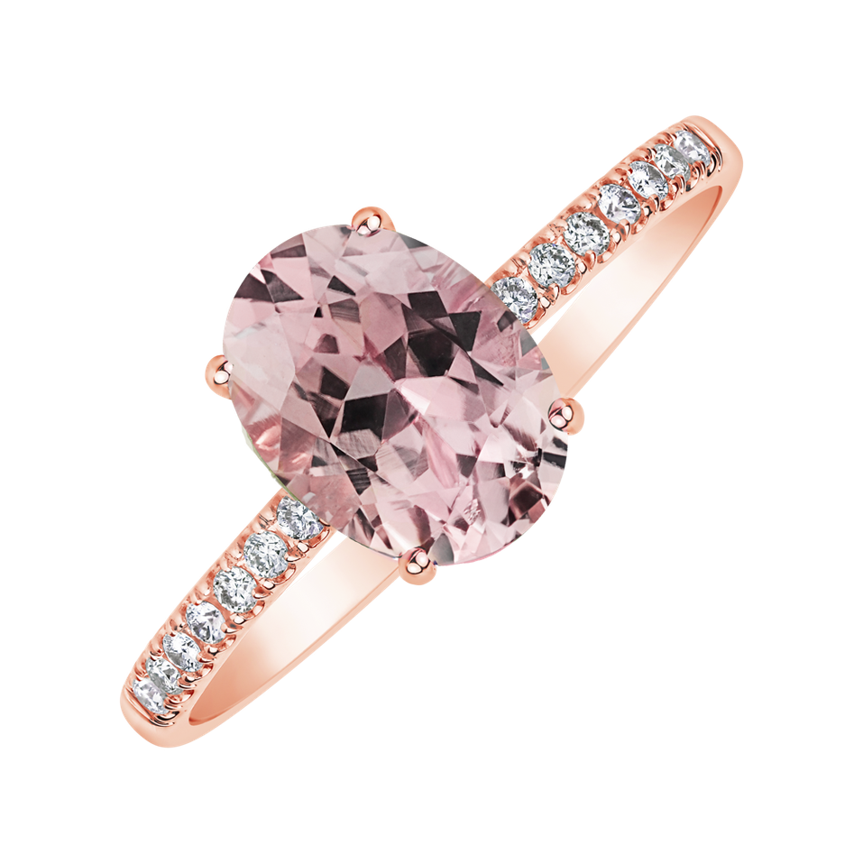 Prsteň s diamantmi a morganitom Touch of Spark