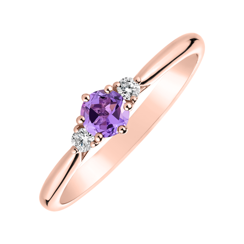 Prsteň s diamantmi a ametystom Midnight Serenity