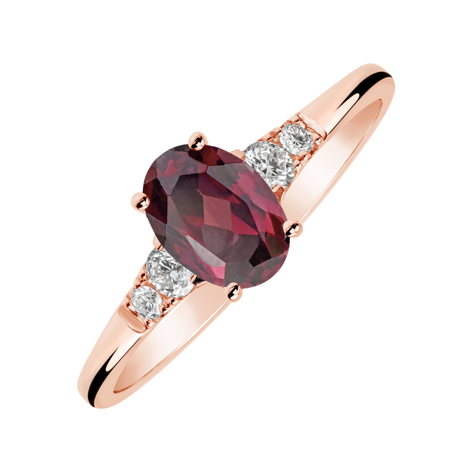 Prsteň s diamantmi a rhodolitom Melisandra