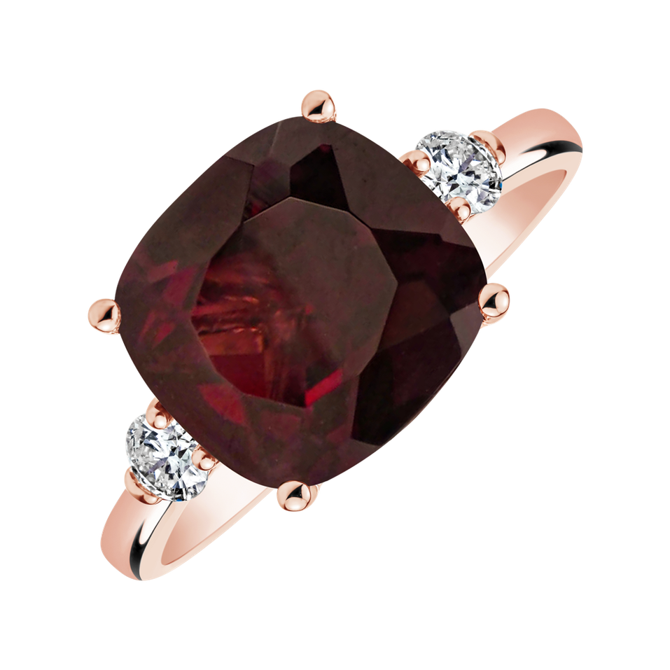 Prsteň s diamantmi a rhodolitom The Countess