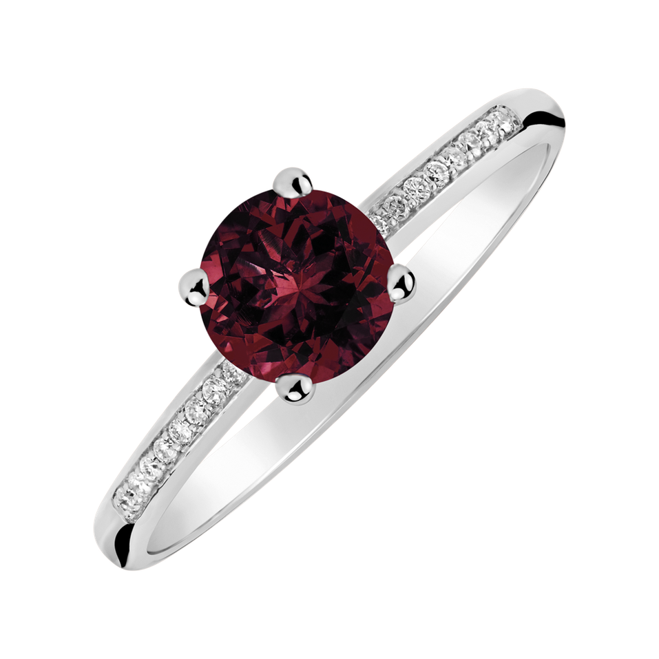 Prsteň s diamantmi a rhodolitom Satin