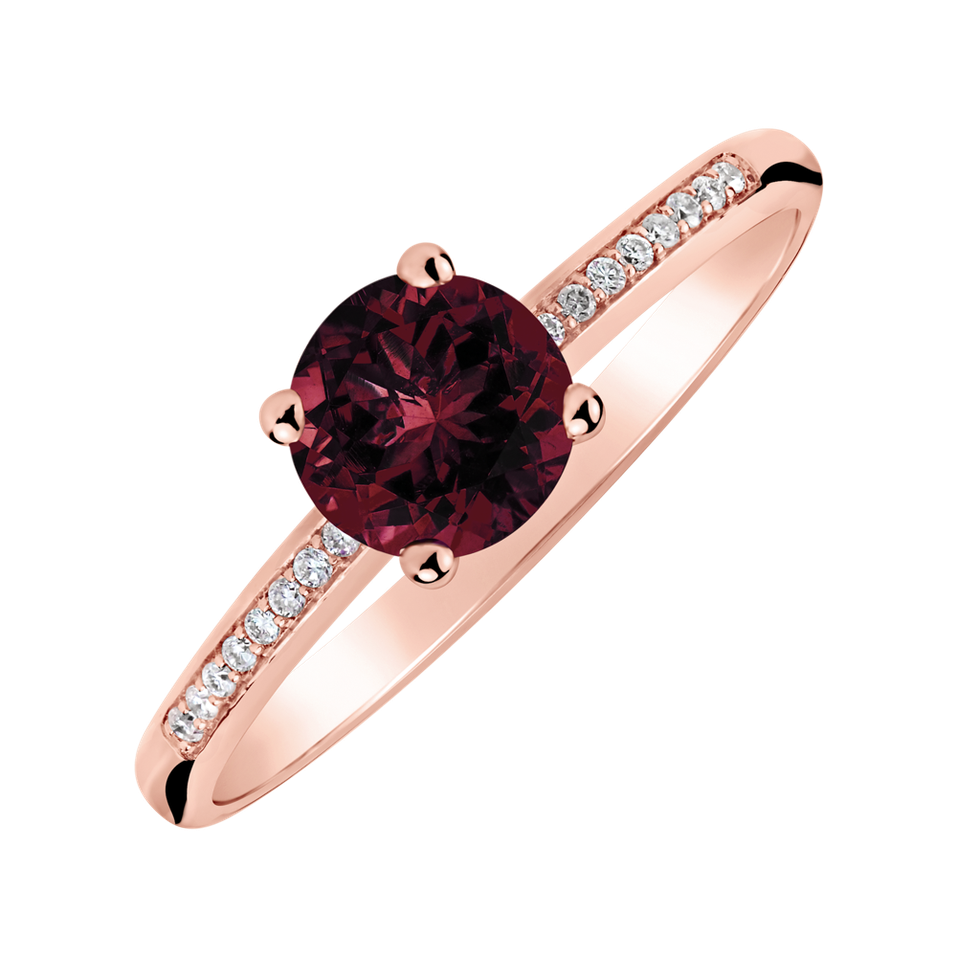 Prsteň s diamantmi a rhodolitom Satin