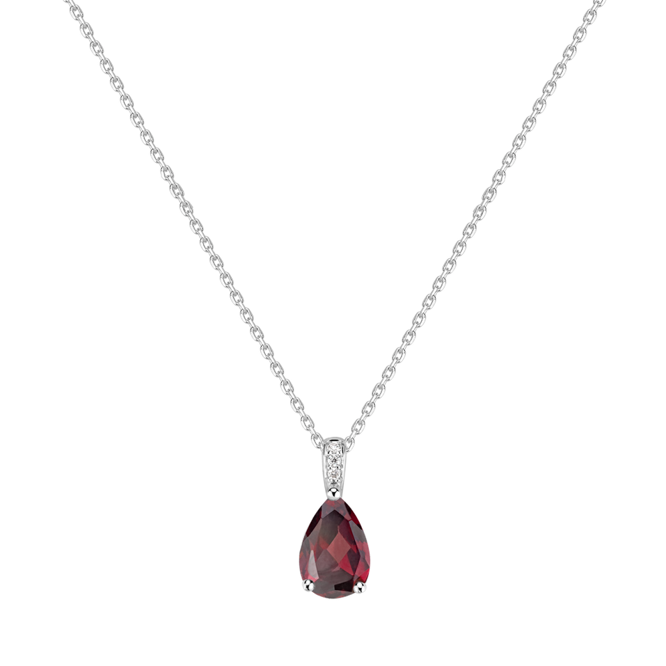 Náhrdelník s diamantmi a rhodolitom Teardrop
