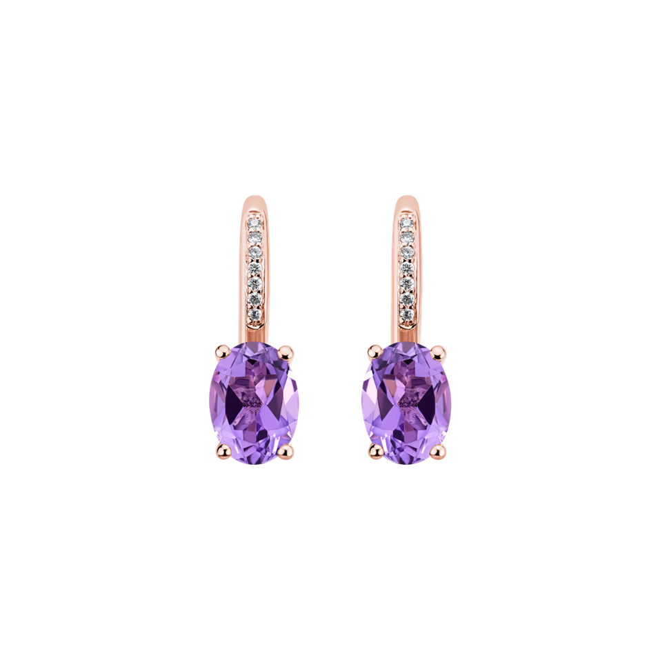 Náušnice s diamantmi a ametystom Lauriene
