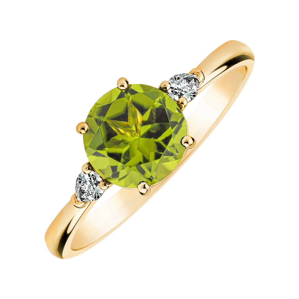 Prsteň s diamantmi a peridotom Majestic Oasis