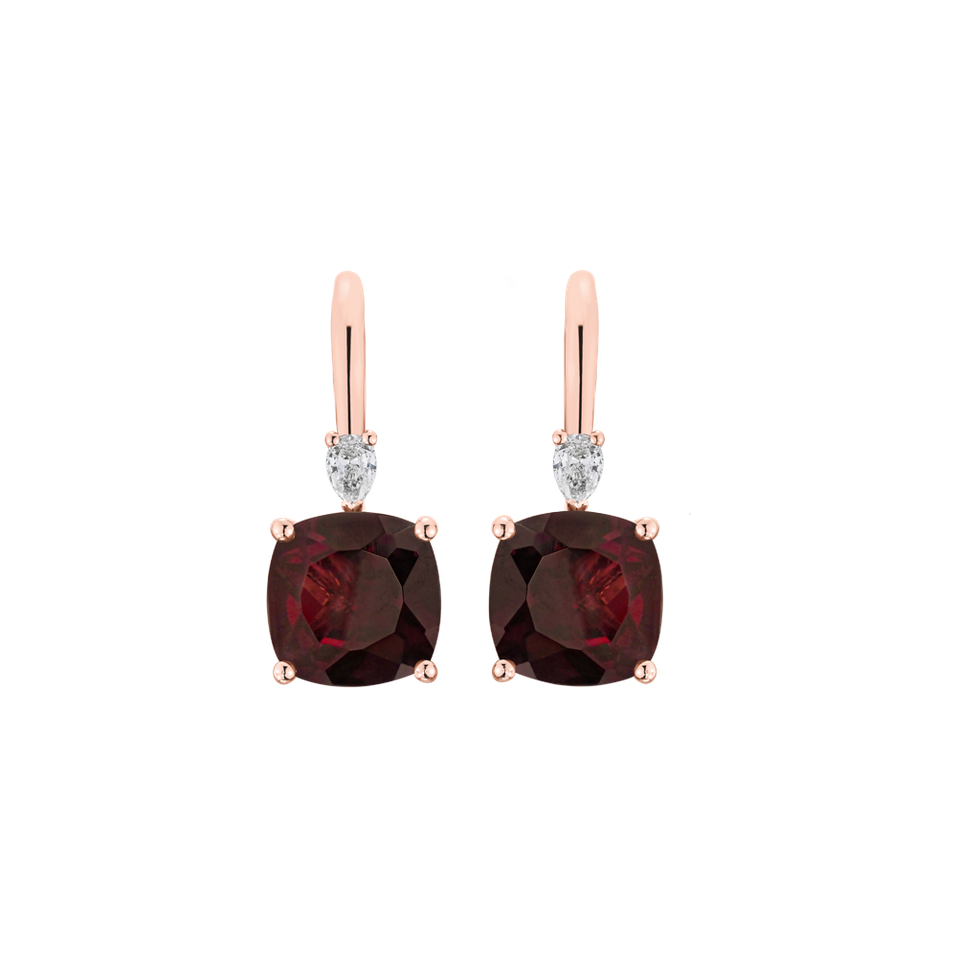 Náušnice s diamantom a rhodolitom Mirabel