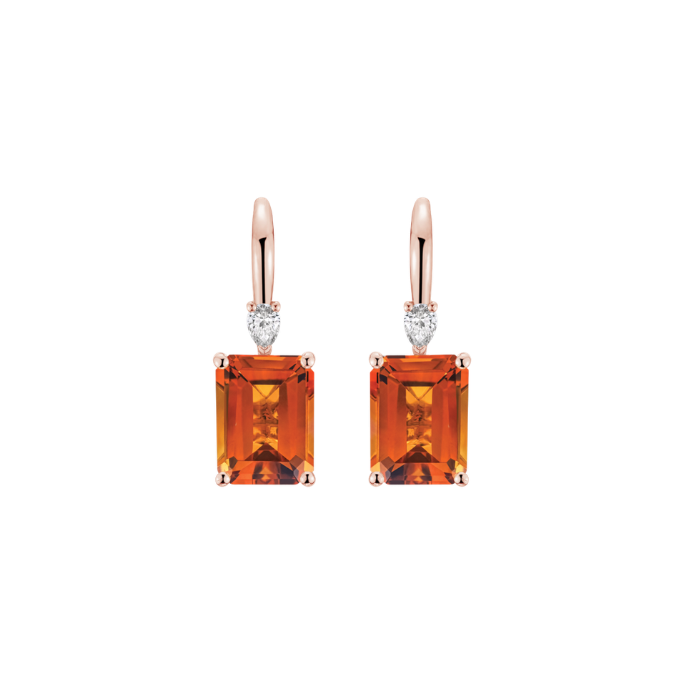 Náušnice s diamantom a citrínom Royal Anne