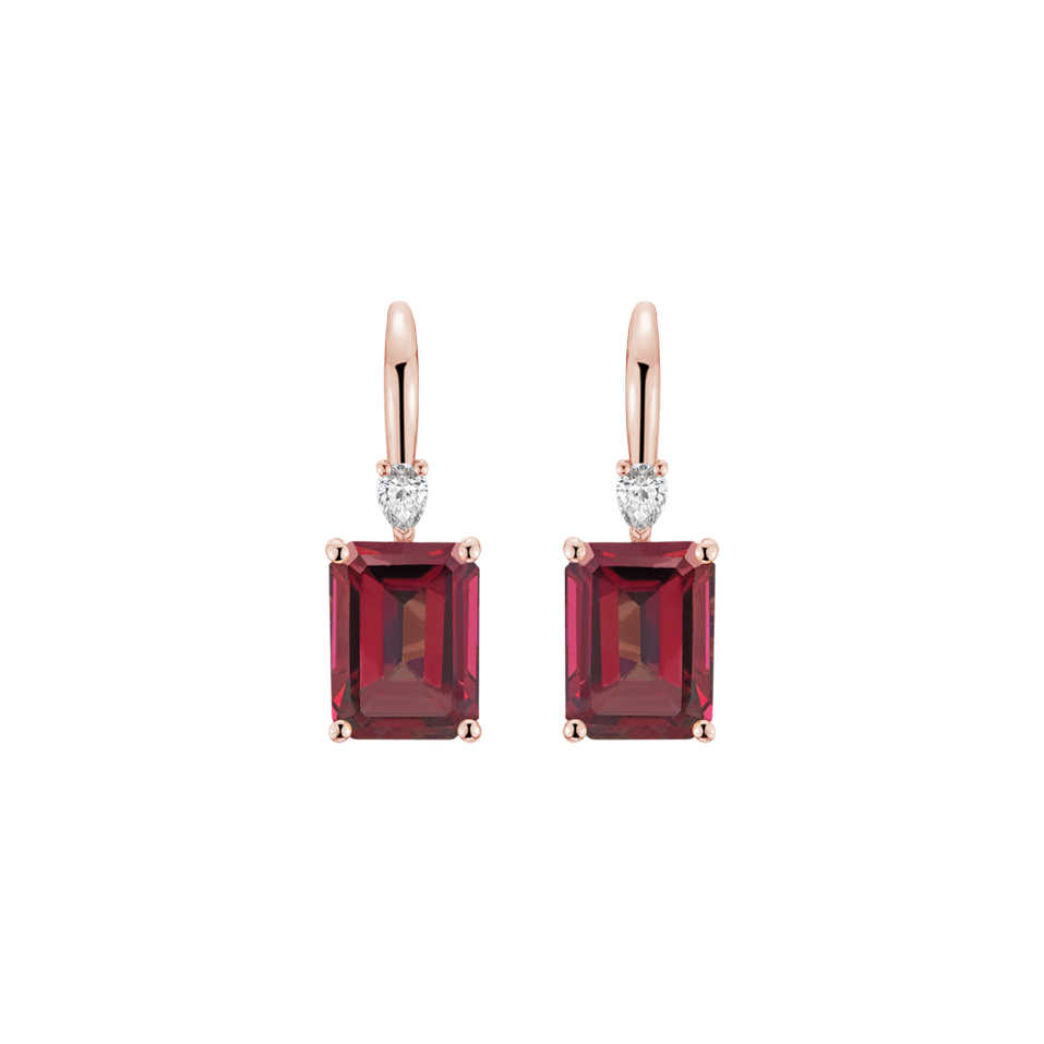Náušnice s diamantom a rhodolitom Royal Anne