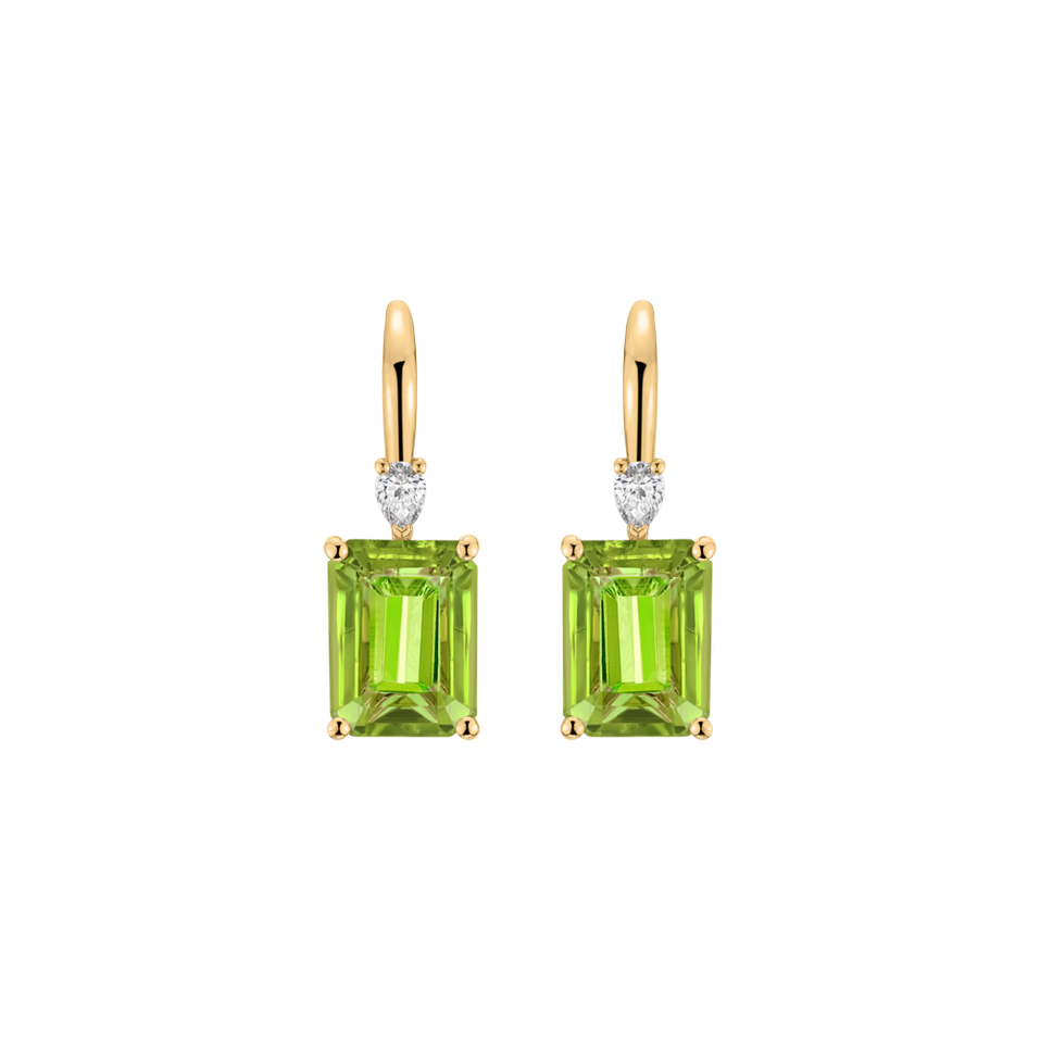 Náušnice s diamantom a peridotom Royal Anne