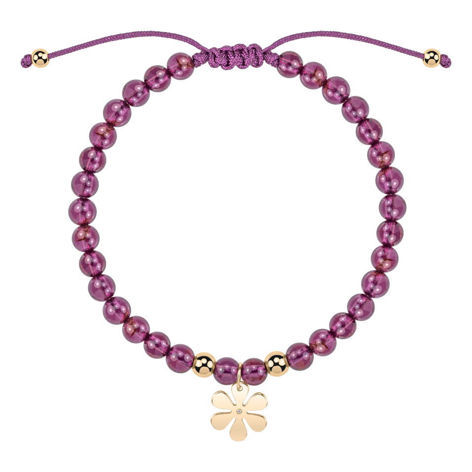 Náramok s diamantom a granátmi Lucky FLower