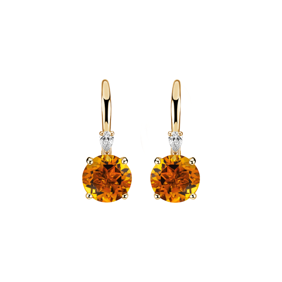 Náušnice s diamantom a citrínom Mariella