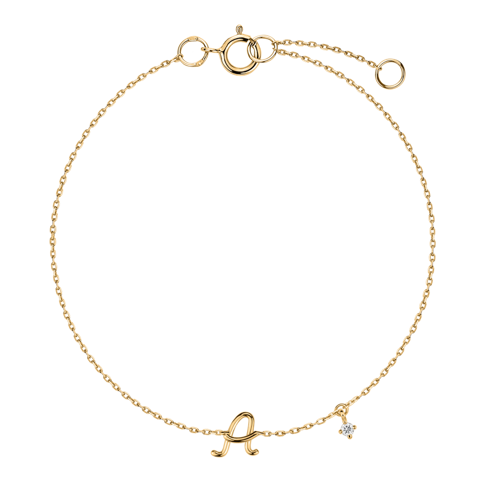 Náramok s diamantom Curly Letter A