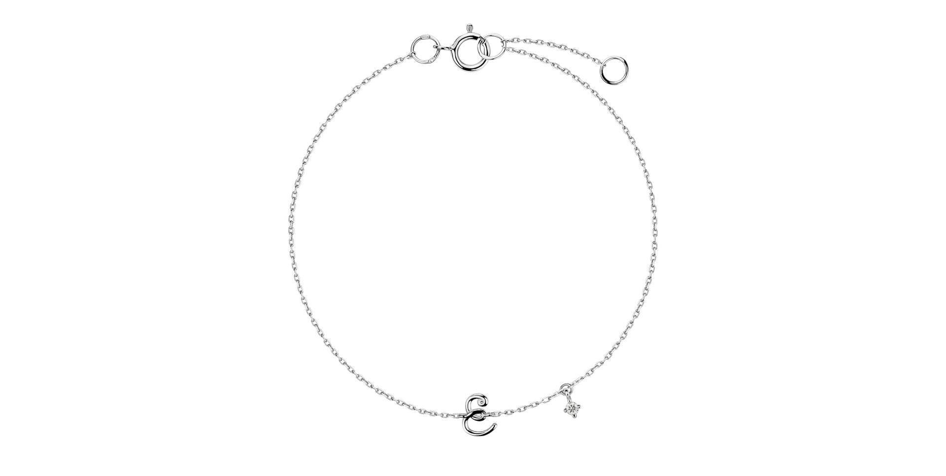 Náramok s diamantom Curly Letter E