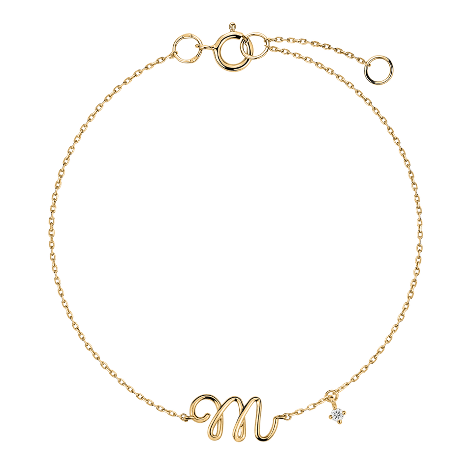 Náramok s diamantom Curly Letter M
