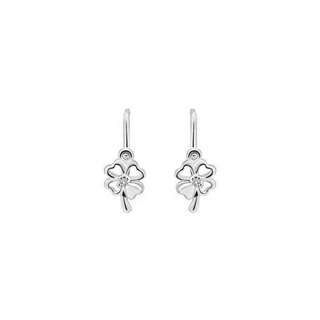 Detské náušnice s diamantom Cloverleaf