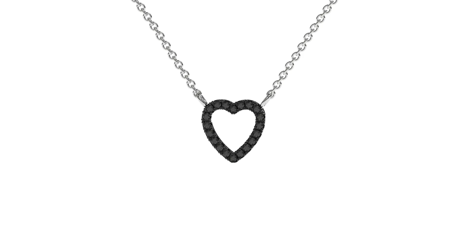 Náhrdelník s čiernymi a bielymi diamantmi Tender Heart