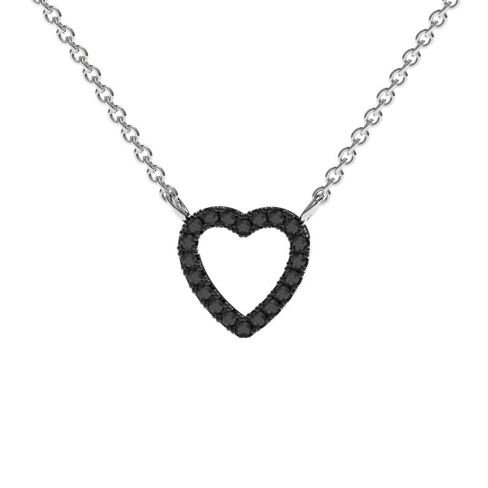 Náhrdelník s čiernymi a bielymi diamantmi Tender Heart