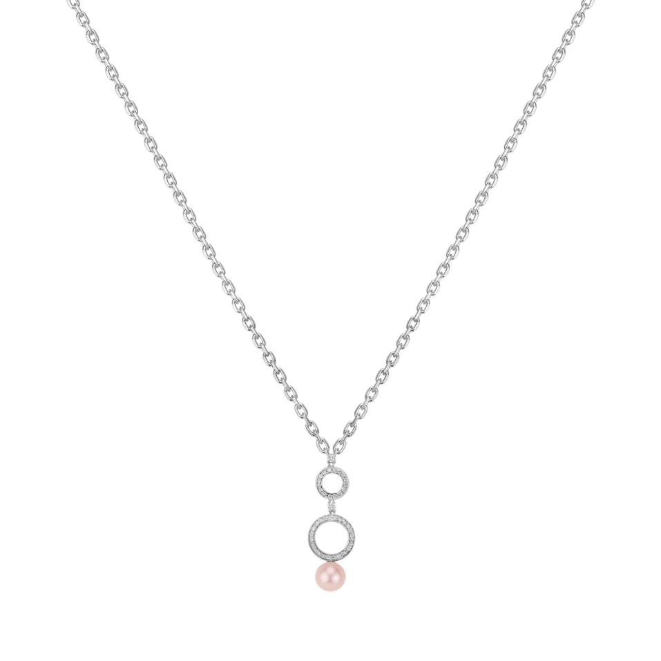 Náhrdelník s diamantmi a sladkovodnou ružovou perlou Ocean Circles