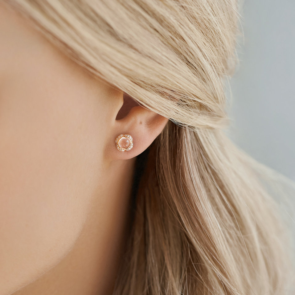 Náušnice s růženínom a diamanty Genevieve