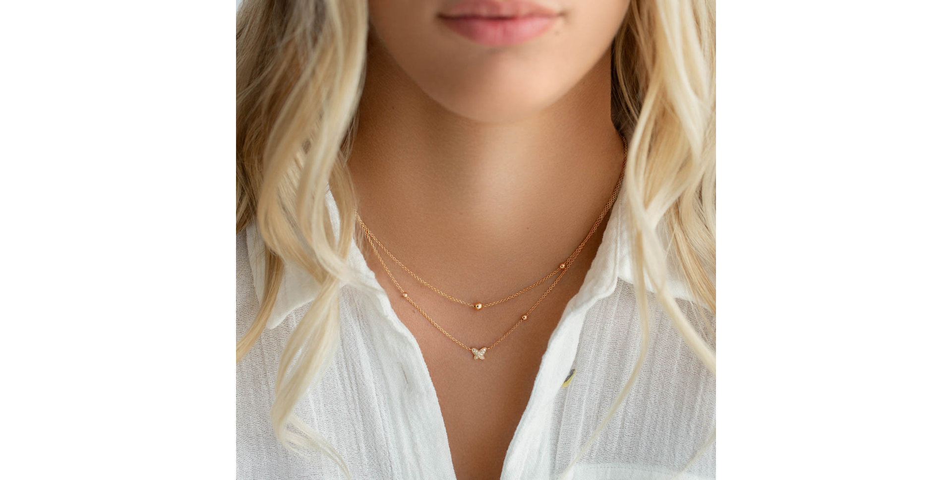 Náhrdelník s hnedými a bielymi diamantmi Star Waterfall