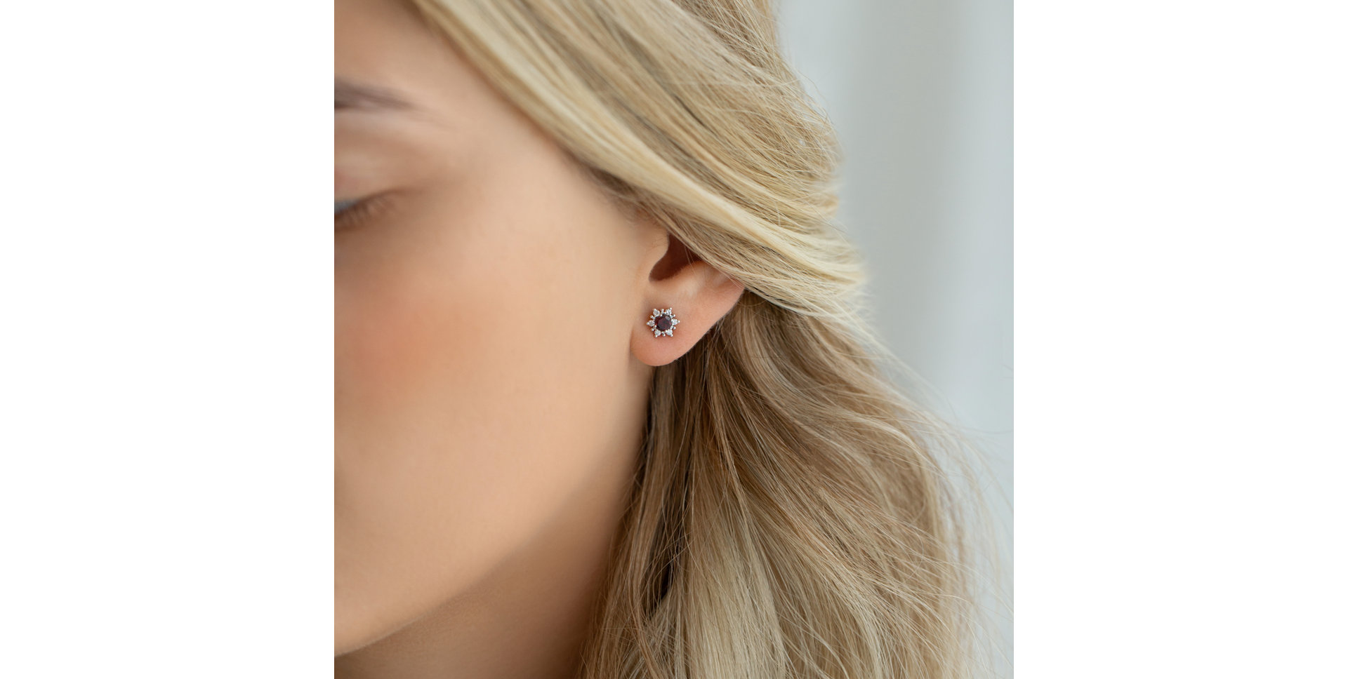 Náušnice s rhodolitom a diamantmi Fancy Fairytale