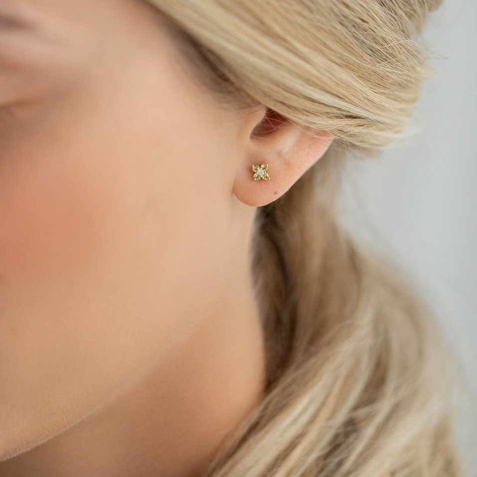 Náušnice s hnedými diamantmi Divine Bloom