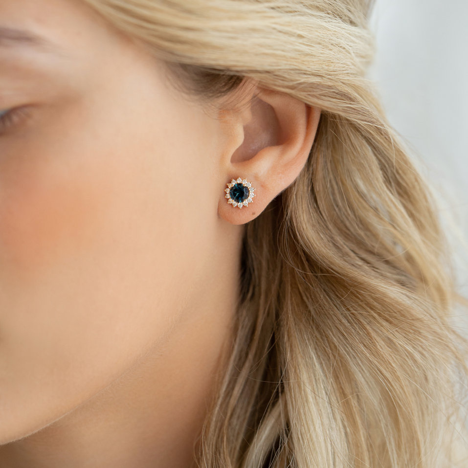 Náušnice s diamantmi a citrínom Lilac Flower