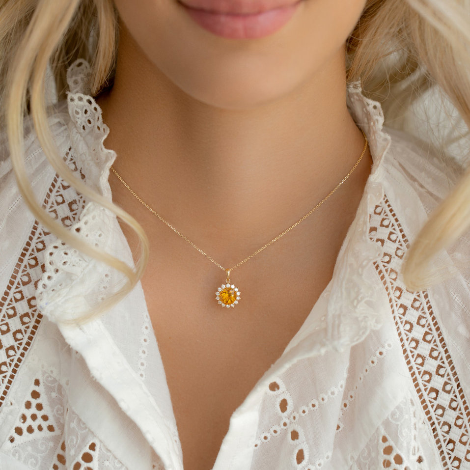 Prívesok s diamantmi a citrínom Lilac Flower