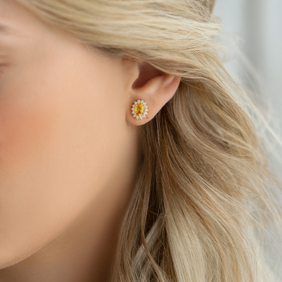 Náušnice s diamantmi a zafírom Princess