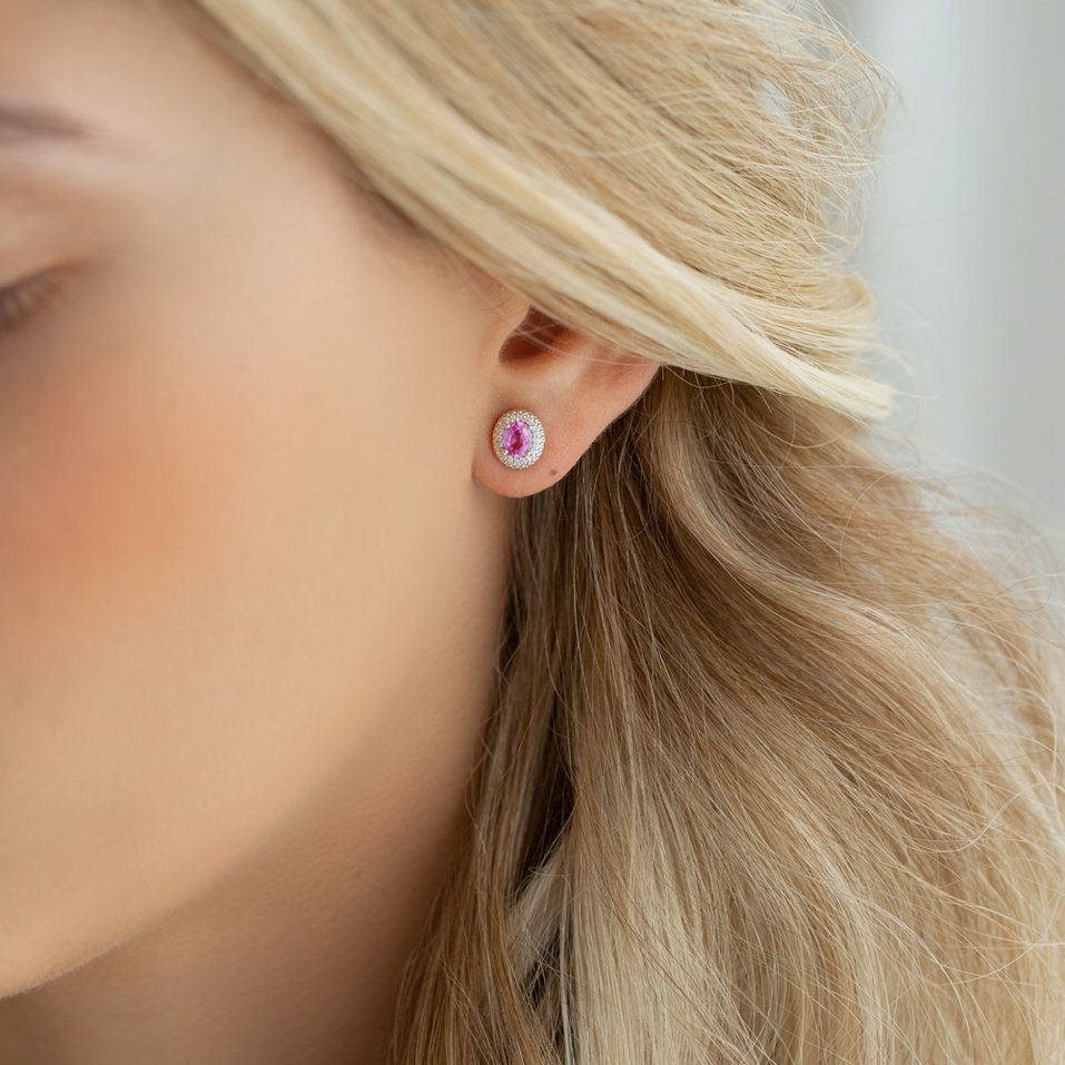 Náušnice s diamantmi a zafírom Princess