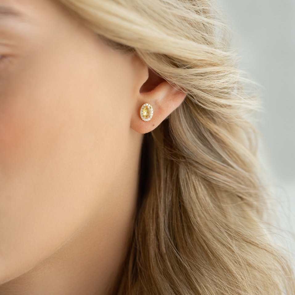 Náušnice s diamantmi a zafírom Princess