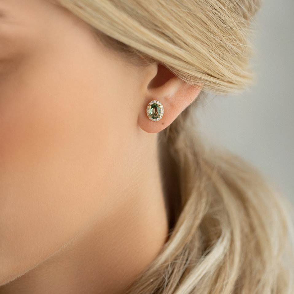 Náušnice s diamantmi a zafírom Princess