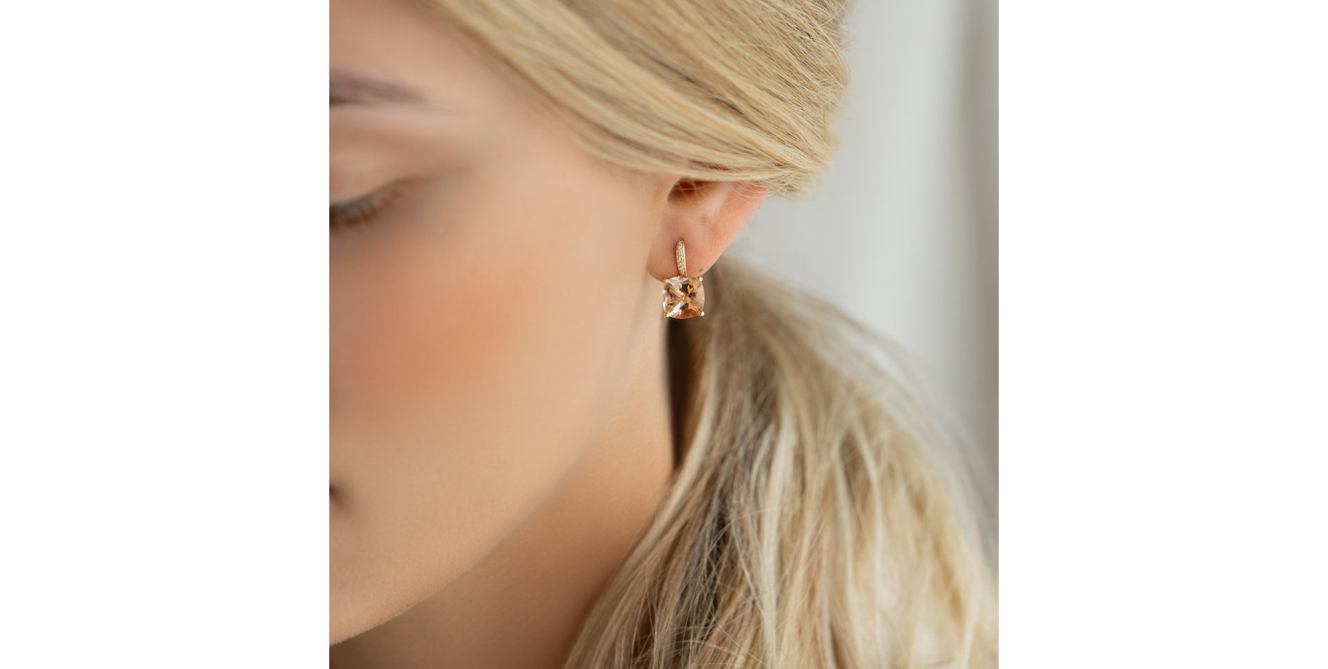 Náušnice s morganitom a diamantmi True Faith