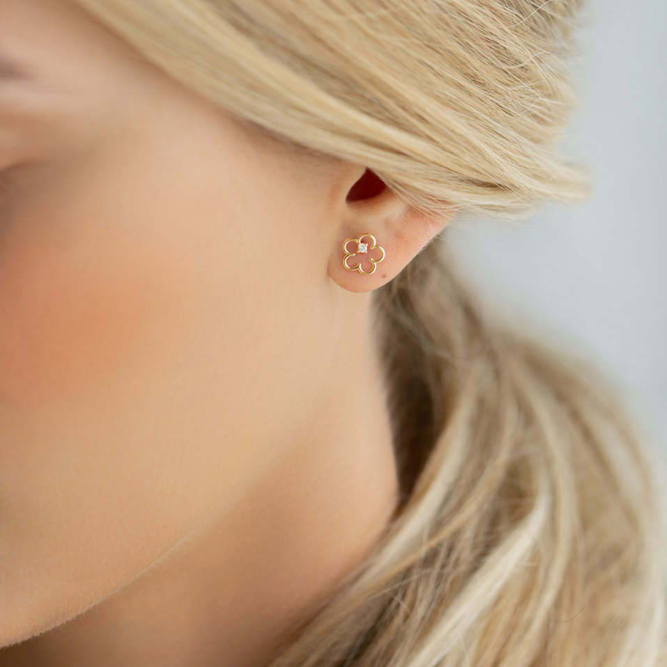 Náušnice s diamantom Glossy Daisy