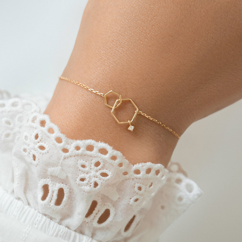 Náramok s diamantom Hexagon Elegance