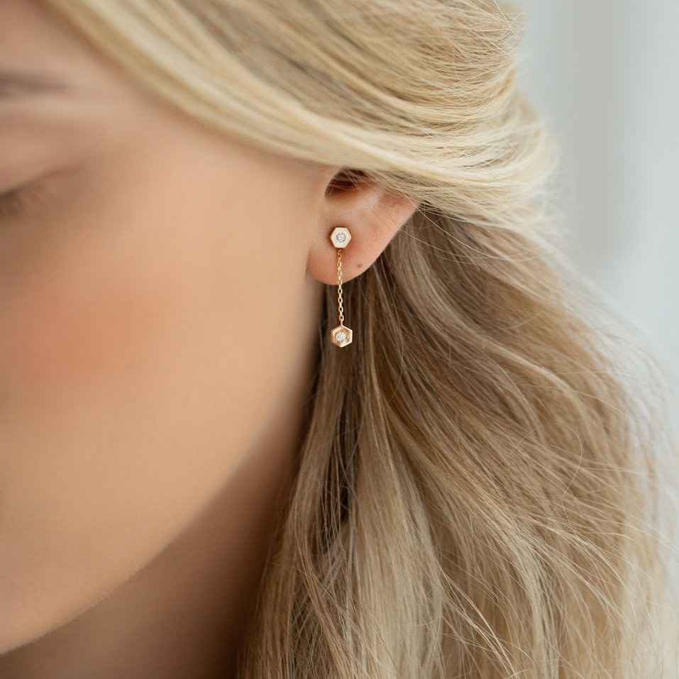 Náušnice s diamantmi HexaTwin