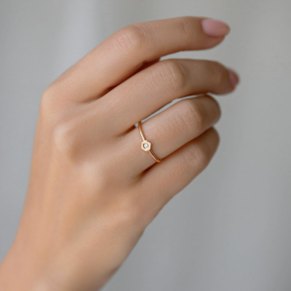 Prsteň s diamantom HexaGlam