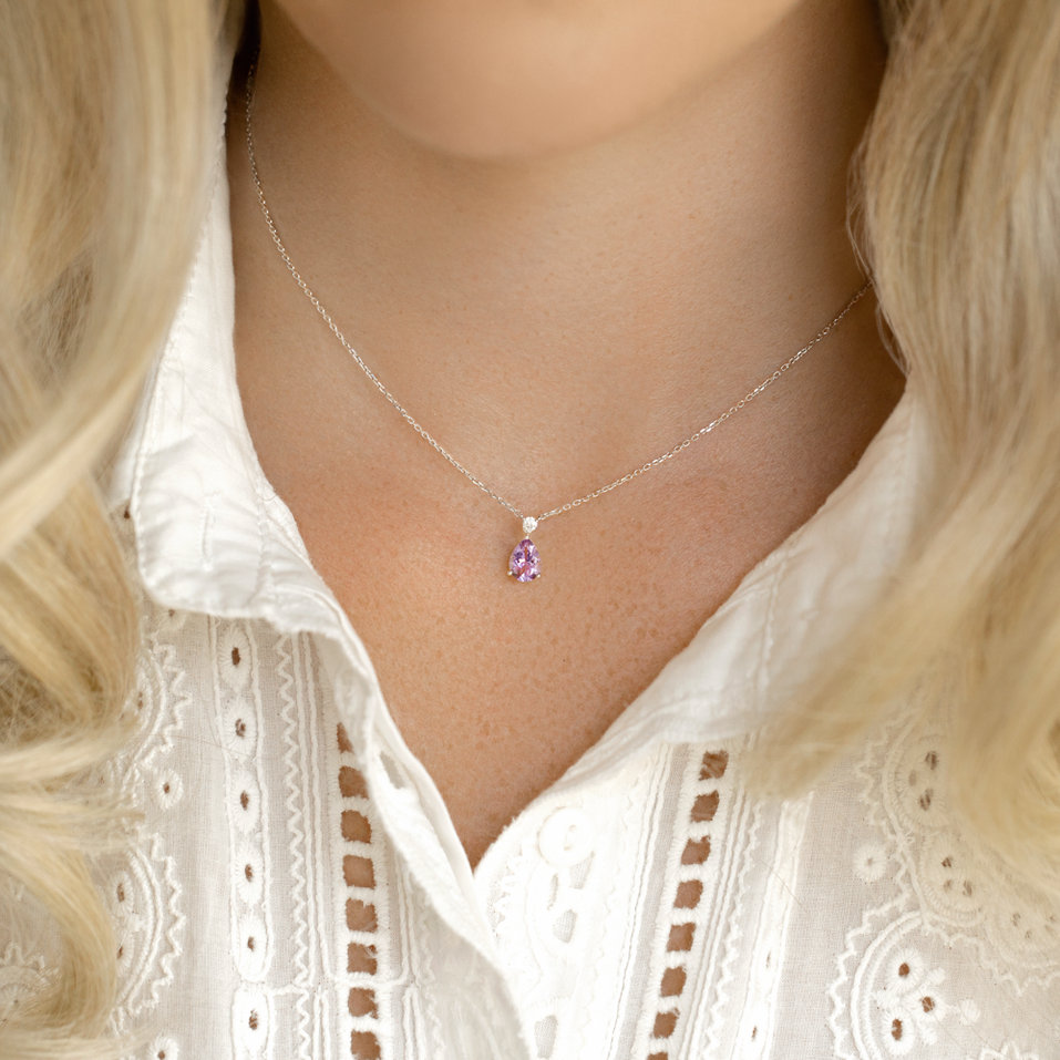 Náhrdelník s diamantom a quartzom Ismene