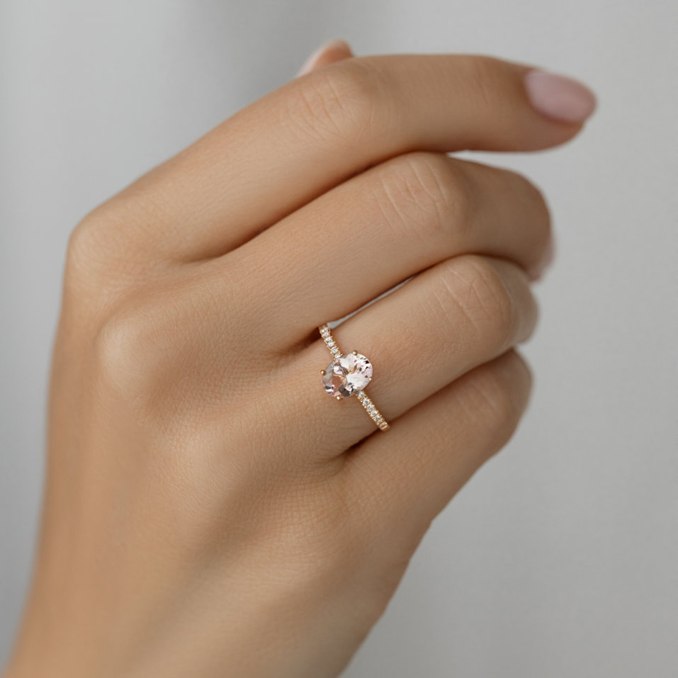 Prsteň s diamantmi a morganitom Touch of Spark