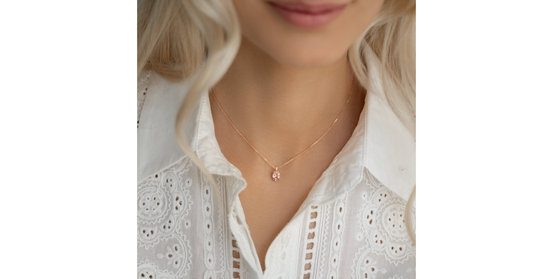 Náhrdelník s diamantmi a morganitom Aurora