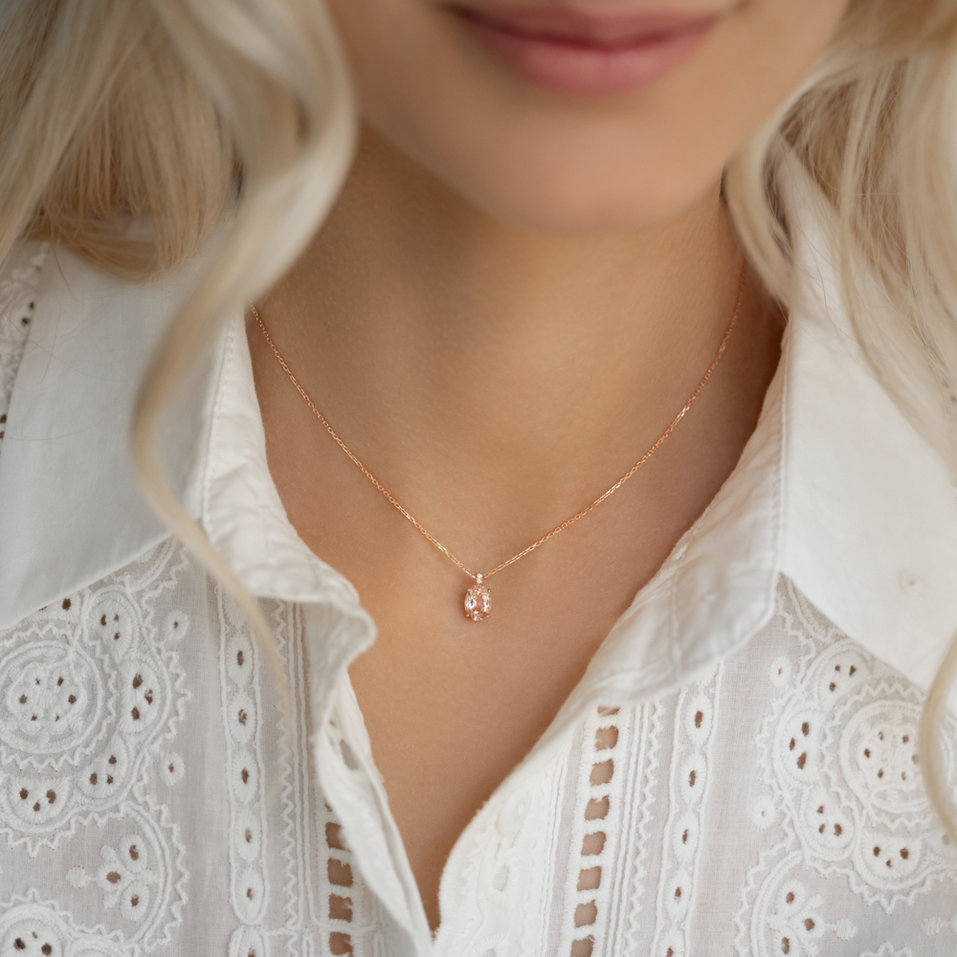 Náhrdelník s diamantmi a morganitom Aurora