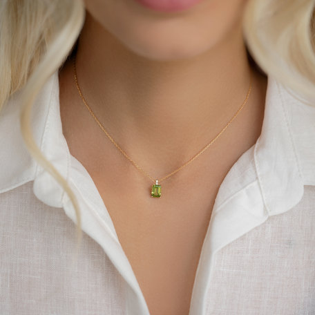 Náhrdelník s diamantmi a peridotom Mireth