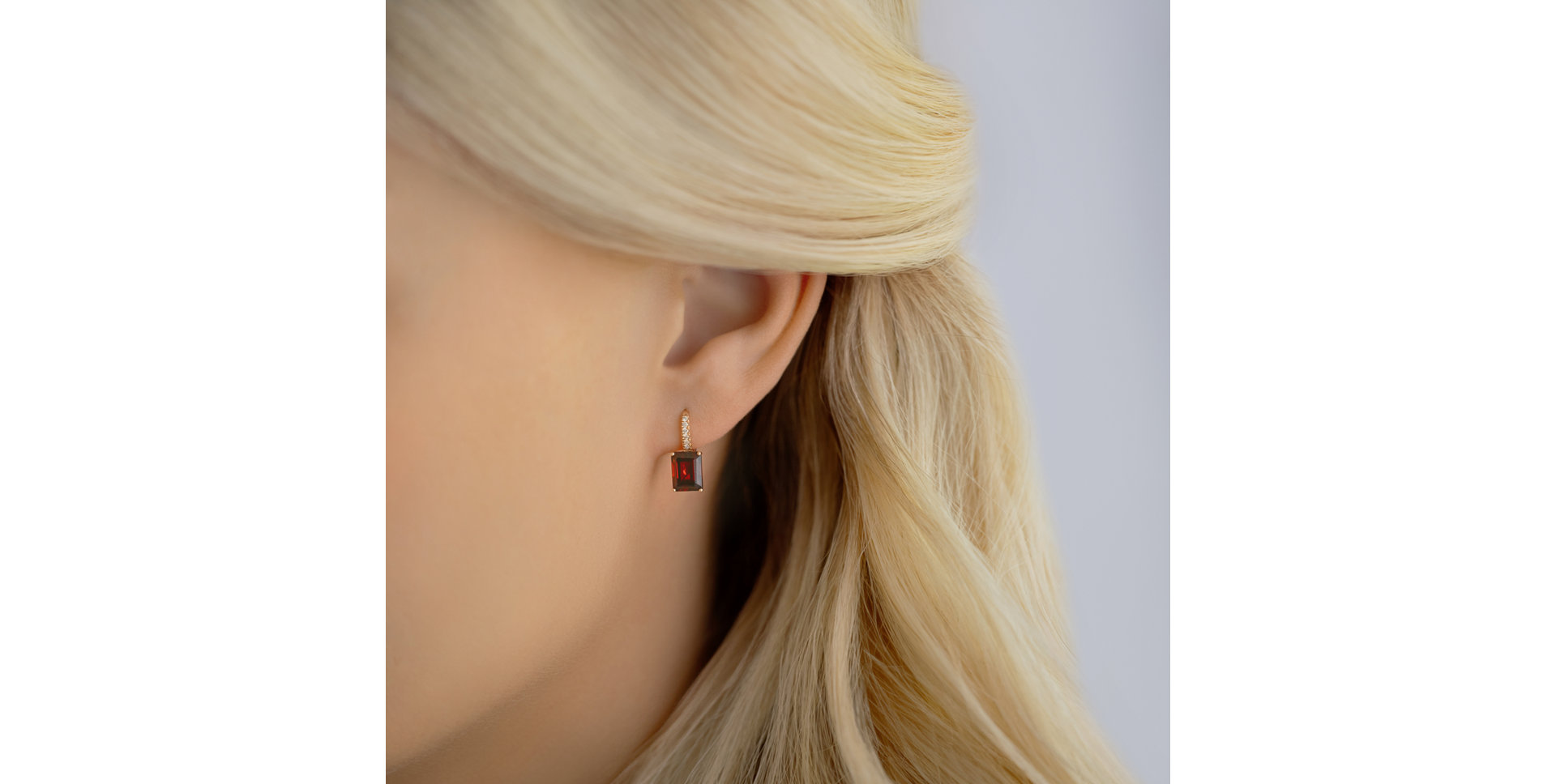 Náušnice s diamantmi a rhodolitom Mireth