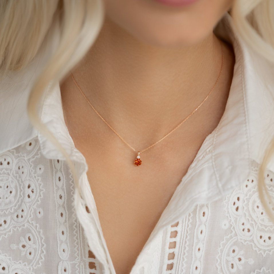 Náhrdelník s diamantom a topásom Midnight Serenity