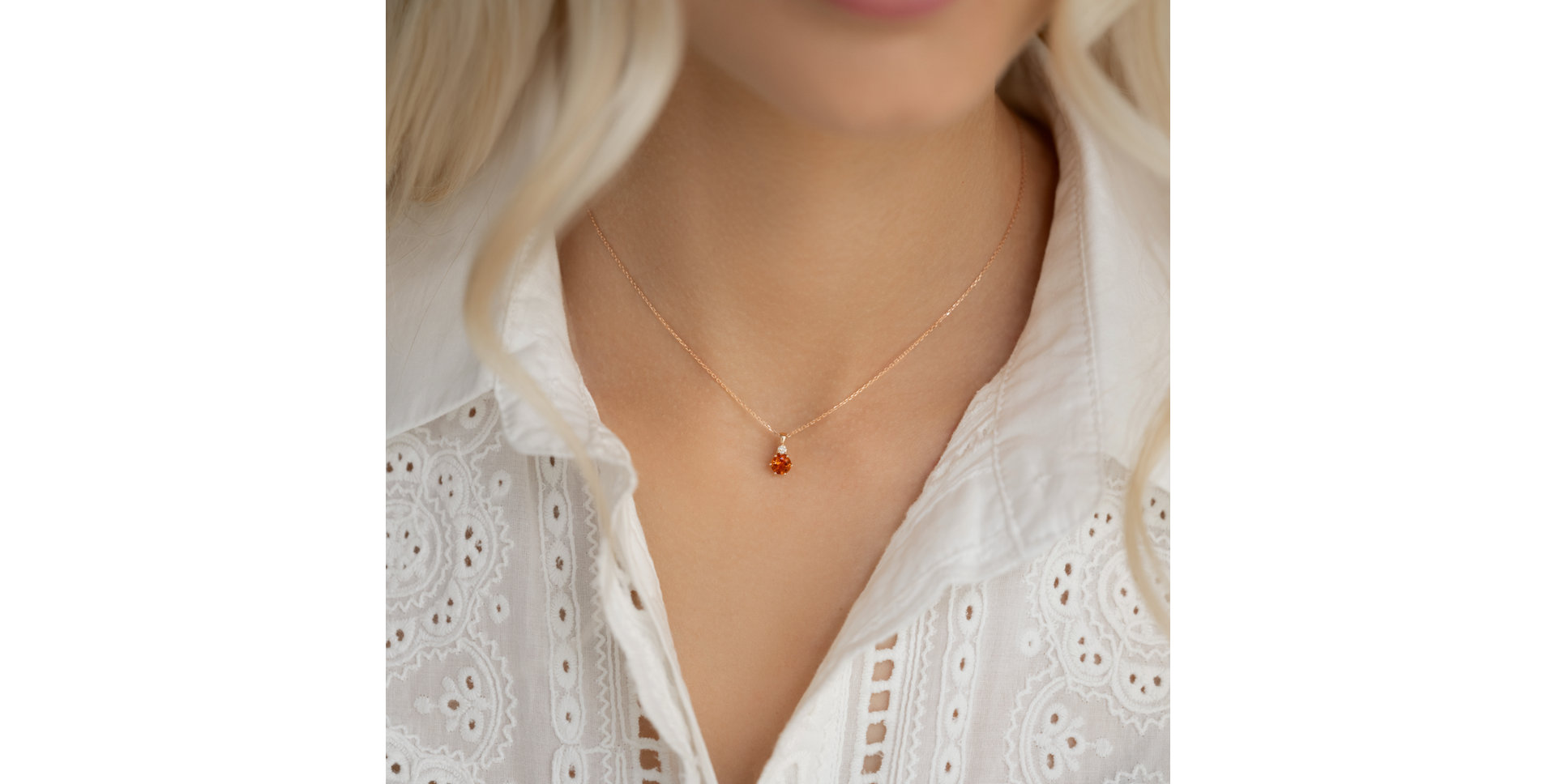 Náhrdelník s diamantom a citrínom Midnight Serenity