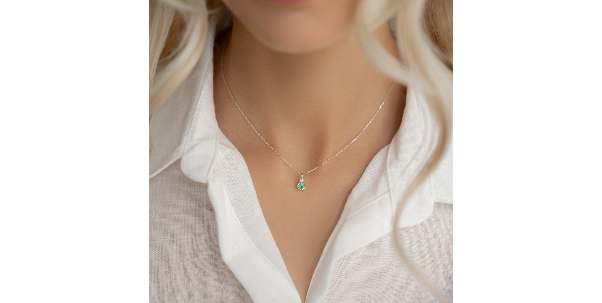 Náhrdelník s diamantom a peridotom Midnight Serenity