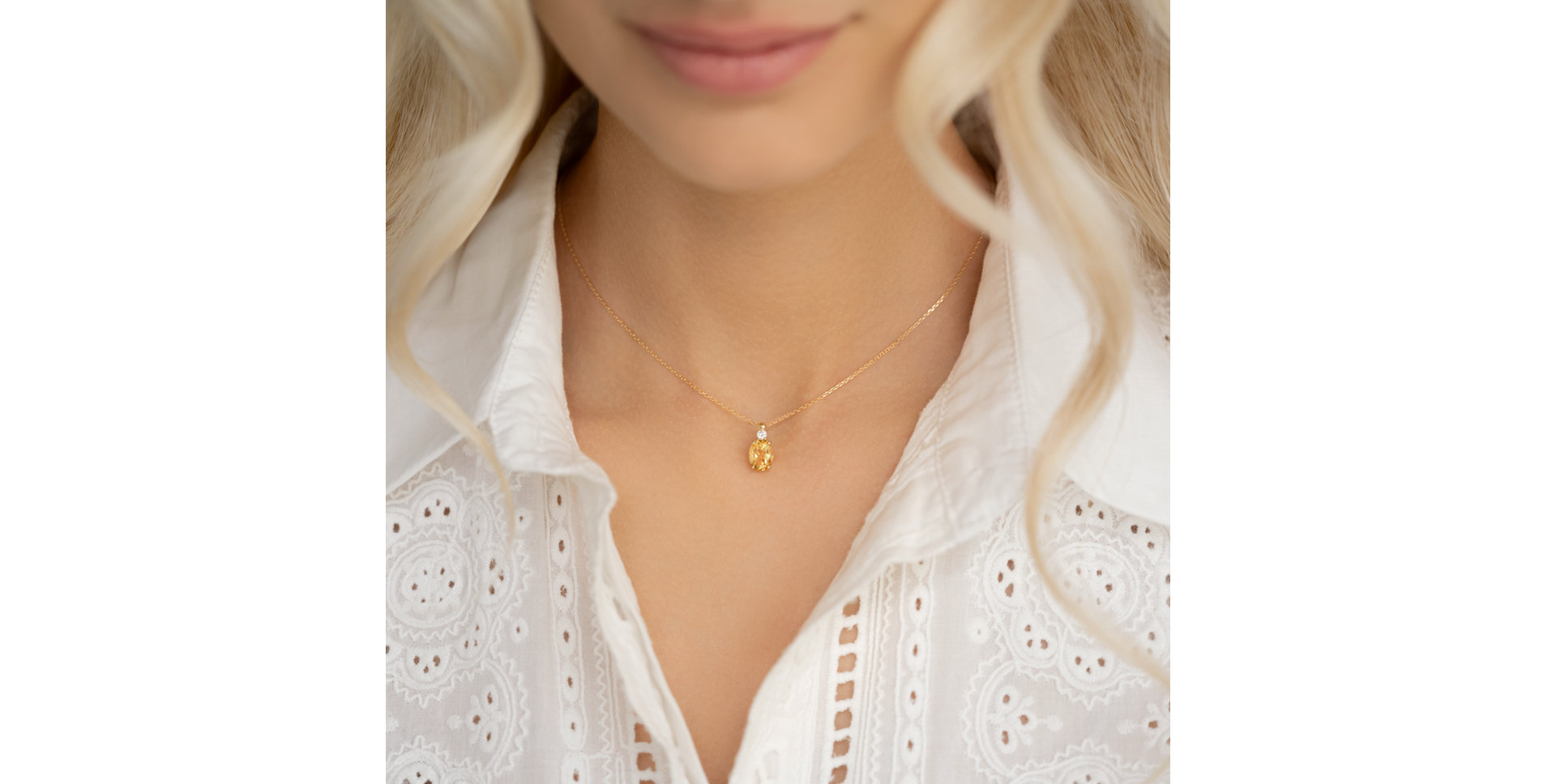 Náhrdelník s diamantom a citrínom Asuan