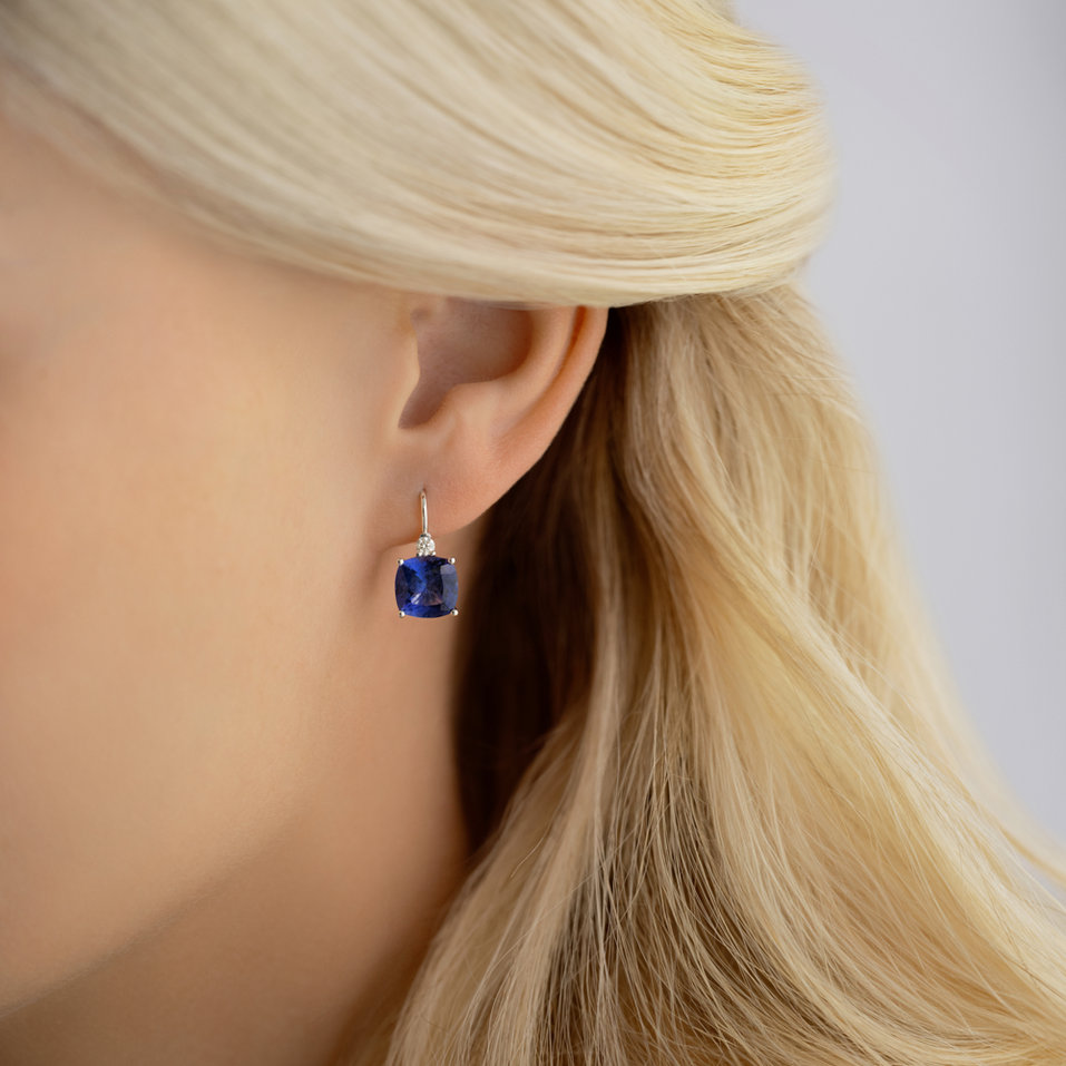 Náušnice s diamantom a tanzanitom The Countess