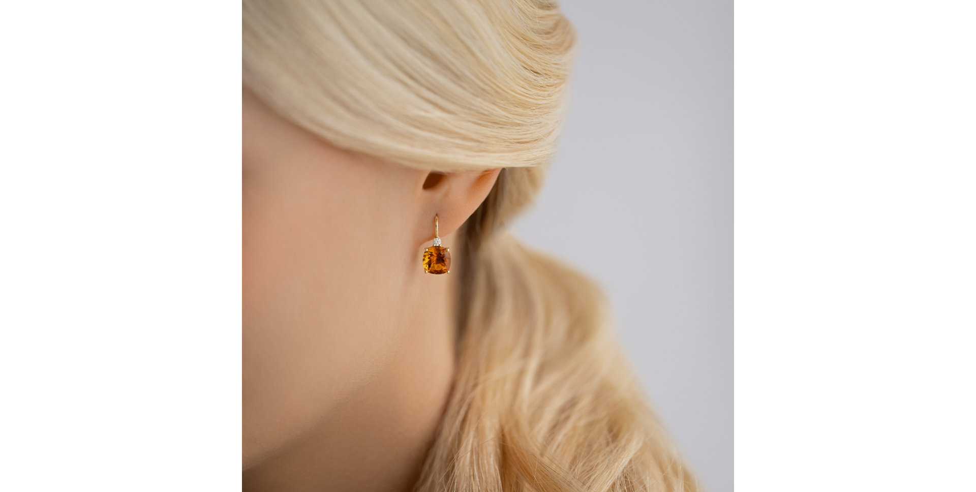 Náušnice s diamantom a ametystom The Countess