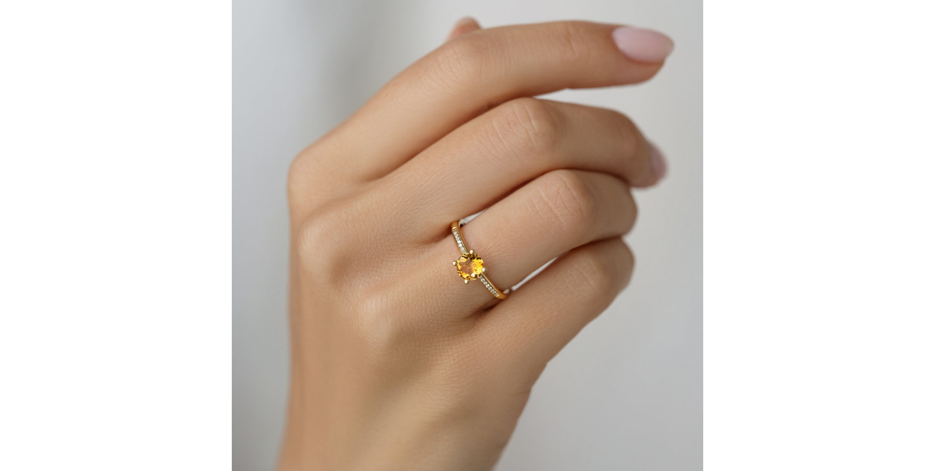 Prsteň s diamantmi a citrínom Satin